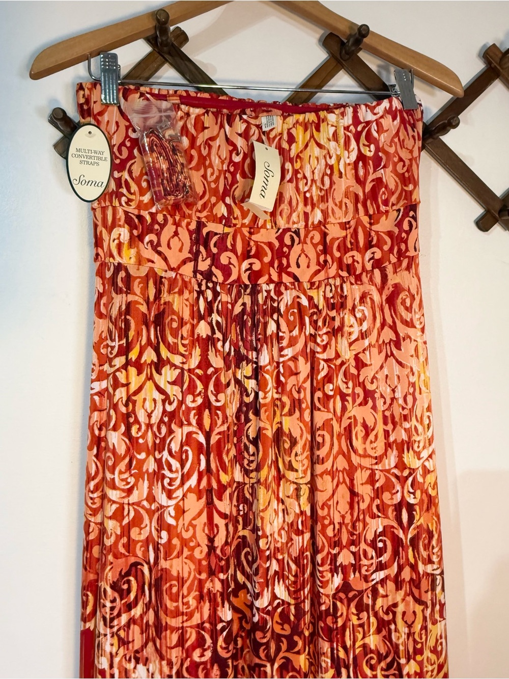 Soma maxi dress convertible strapless tapestry summer vacation orange red NWT - Picture 5 of 9